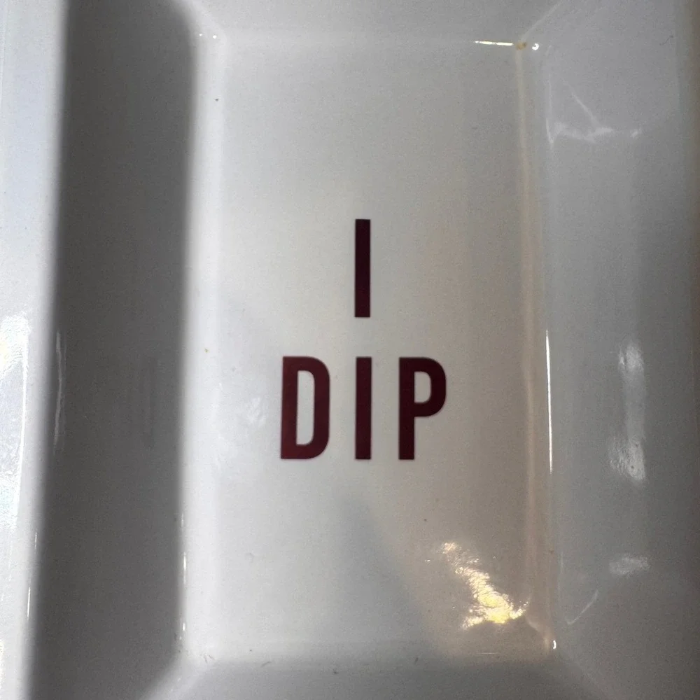 When You‎ Dip I Dip We Dip Divided Serving Tray White Ceramic Party Platter